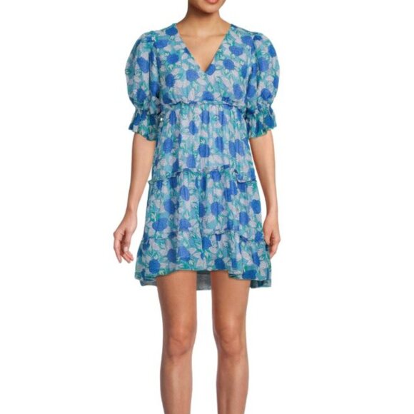 Saylor Leigha Blue Floral Mini Dress Size Small Spring/Summer - Picture 1 of 9